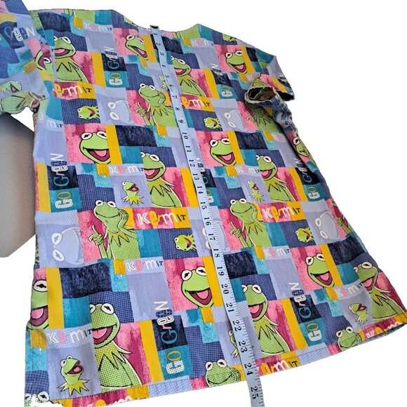 Disney Scrub Uniform Top Womens XS Kermit the Frog V-Neck Go Green Medical Shirt - Picture 2 of 7